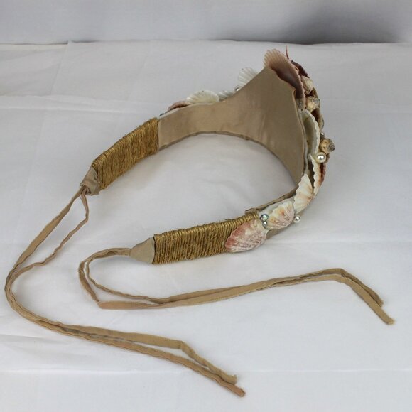 Mermaid Seashell Pearl Crown with Ties Handcrafted main image 10